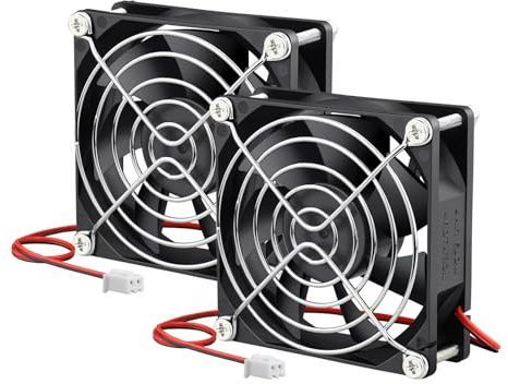 GDSTIME 80mm Fan 12V Computer Cooling Fan | 80x80, 2PCS, Dual Ball Bearing, for PC Amplifier Router DVR Xbox RV