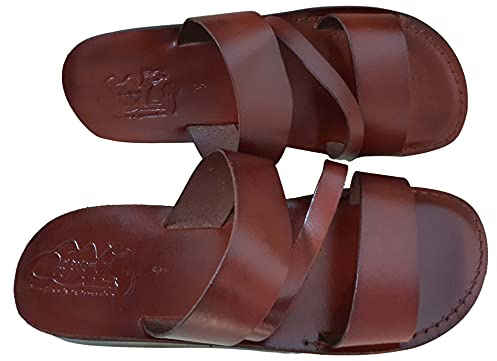 Jesus Sandales en cuir style romain 10, marron foncé, 43 EU Large