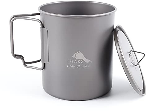 TOAKS Titanium Camping Pot Cup(375ml, 450ml, 550ml, 650ml, 750ml, 800ml, 900ml) (750ml[POT-750])