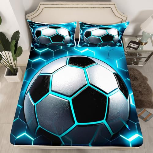 Erosebridal Football Neon Fitted Sheet Full Size, 3 Piece