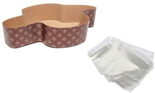 OPIROS Promo Box dulces de Pascua moldes desechables de papel para horno con forma de paloma levadura de palomas de Pascua (5 moldes + 5 bolsas), 1 kg
