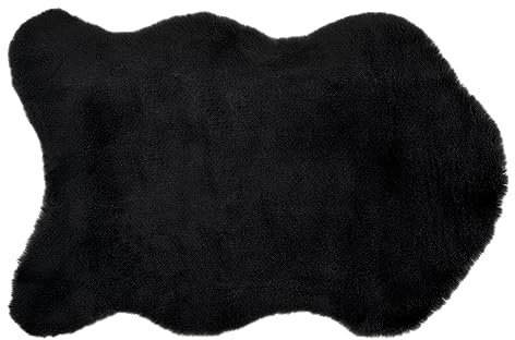 CB Home & Style Kunstfell Dekofell Teppich rosa grau Taupe Creme Sitzkissen Lammfellimitat Felloptik Verschiedene Größen Herz Wolke Tischläufer Läufer (Schwarz, 60 x 90 cm)