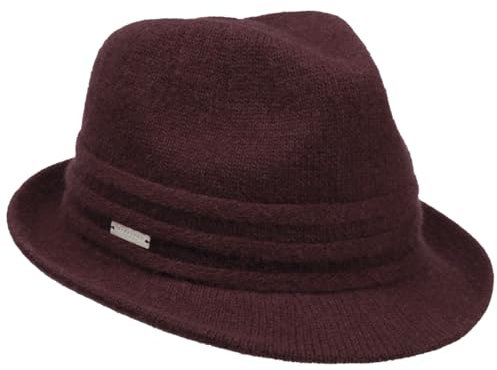 Seeberger Uni Trilby Wollhut Trilbyhut Strickhut Damenhut Damentrilby Wolltrilby Damen - Winter Herbst-Winter - One Size Bordeaux