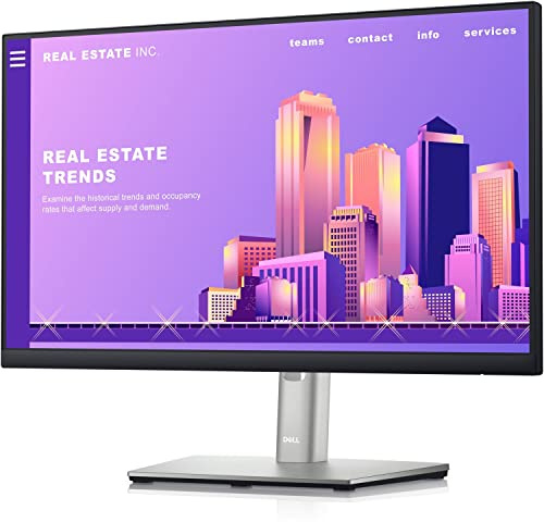 Dell P2222H 21.5 Inch Full HD (1920x1080) Monitor, 60Hz, IPS, 5ms, 99% sRGB, DisplayPort, HDMI, VGA, 5x USB, Black (Renewed)