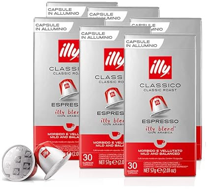 illy 240 Kapseln kompatibel mit Nespresso, 8 Packungen mit je 30 Kaffeekapseln Gusto Classico