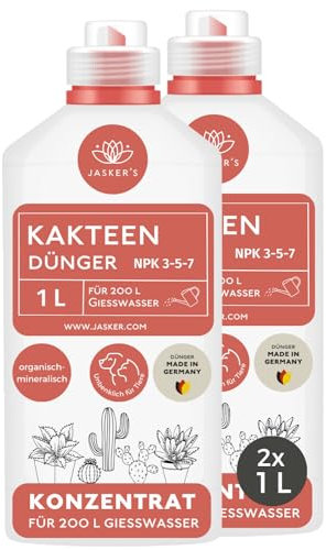 Kakteendünger flüssig 2 L - Kaktusdünger Konzentrat - 100% Schnelldünger - Kaktus Dünger für 400 Liter Gießwasser - Wurzel & Blatt Flüssigdünger - Kakteen Dünger mit Langzeitwirkung