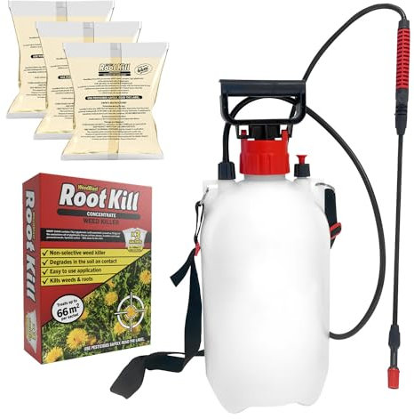 Weedblast Rootkill Concentrated Weedkiller 3 x 100ml Sachets Boxed with 5L Garden Sprayer