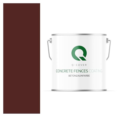 Q-COVER Betonzaunfarbe | 5L | Braunrot 8012 | Silikon Farbe | Außen | Betonfarbe | Hydrophobe Farbe | Acrylat Dispersion | Betonzäune | Betonelemente