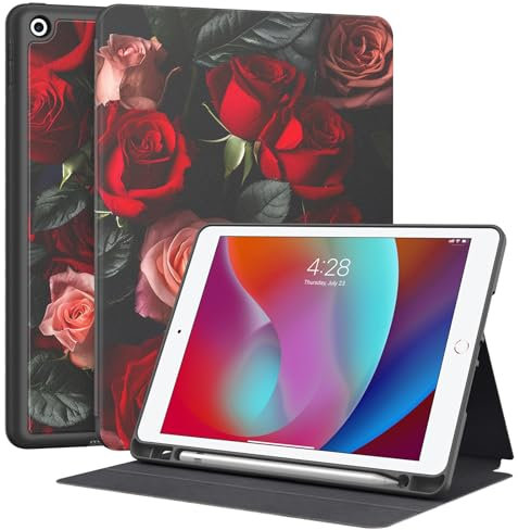 Supveco Schutzhülle für iPad 9. / 8. / 7. Generation 25,9 cm (10,2 Zoll) (Modell 2021/2020/2019) mit Stifthalter, Premium-Folio-Schutzhülle mit automatischer Wake/Sleep-Funktion, weiche TPU-Rückseite,