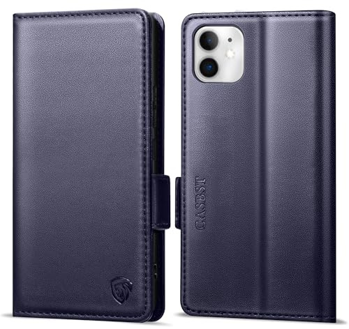 CASBST Handyhülle für iPhone 11 Hülle Premium Leder Schutzhülle Klappbar mit Kartenfach Ständer Magnet für iPhone 11 Handytasche mit RFID Kameraschutz Flip Case Klapphülle für iPhone 11 Blau