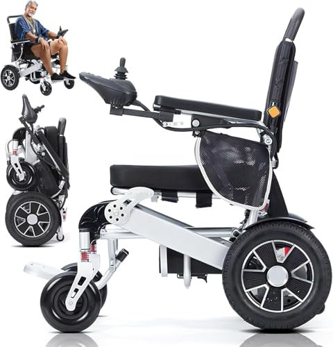 STRTG Fauteuils Roulants Électriques pour Adultes Fauteuil Roulant Électrique Léger Pliable, Fauteuil Roulant Motorisé Intelligent Approuvé par Les Compagnies Aériennes