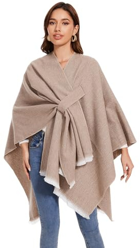 Colornial Elegante Mantella da Donna con Fronte Aperto Poncho Morbido, Adatto per Primavera, Autunno e Inverno (Colore 22)