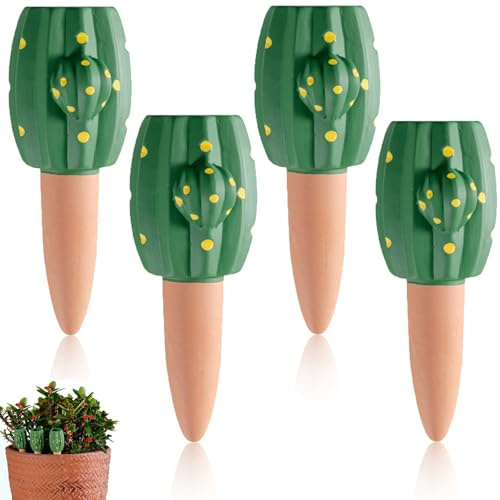 Dynaeuty Cône d’arrosage, 4pcs Pieux D'arrosage des Plantes, Arrosage Goutte à Goutte Automatique pour Plantes, Système d'Arrosage pour Plantes d'Intérieur et d'Extérieur (Cactus)