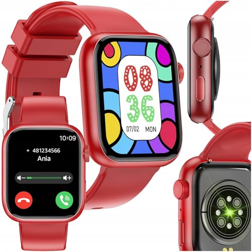 FOREVER iGO Watch 3 JW-500 Montre Connectée Rouge – Écran 1.3 Tactile, Cardio, Suivi Santé, Sport, Notifications, IP68, Autonomie Longue, Bracelet Silicone, iOS Android, A la Mode, Moderne, Jeune