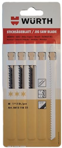 Würth Stichsägeblatt Holz - 5 Stück - drei Sterne, Länge= 132 mm (061511833)
