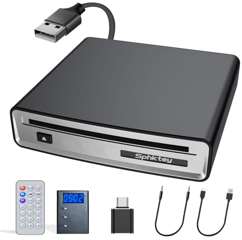 Lecteur CD USB de voiture avec port USB/port auxiliaire, lecteur CD portable externe pour la maison, la voiture, l'ordinateur portable, l'ordinateur, la télévision, l'ordinateur, Plug and Play