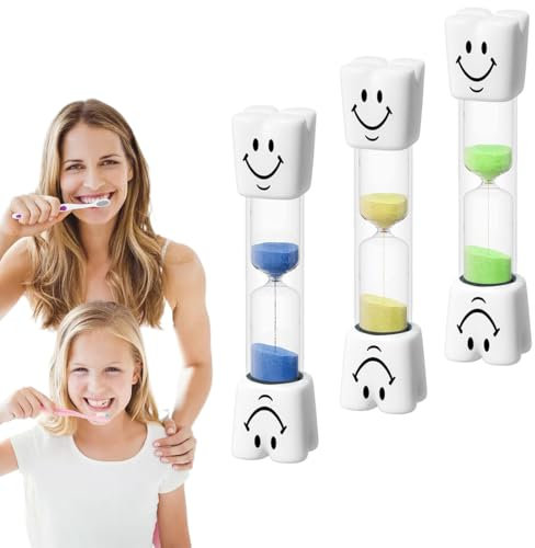 3 clessidre, clessidra sorridente per bambini, per la cura dei denti, la cucina, l'ufficio e il gioco dei bambini, timer a clessidra