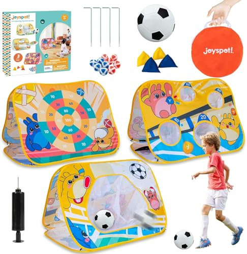 Giant 3-in-1 Bean Bag Toss Game for Kids, Toddler Toys Soccer goal board, Dartboard, Outdoor Outside Carnival Combo Set for Backyard Beach Lawn Party Fun, Birthday for Boys Girls 1-3 2-4 4-8