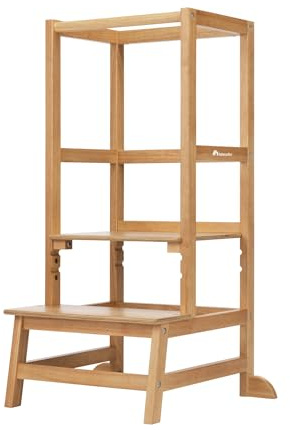 Bebeconfort Nola, Torre Montessoriana Bambini, 1,5-6 anni (30 kg), 3 Altezze, Sicurezza Certificata, Torre di Apprendimento in Legno, Design Durevole, Montaggio facile, Legno Naturale