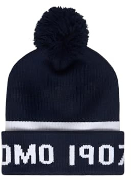 COMO 1907 Wintermütze für Herren mit Bommel, Marineblau, warme und weiche Herrenmütze aus 100% Baumwolle, offizielles Design, Fußballmannschaft, hergestellt in Italien, Einheitsgröße