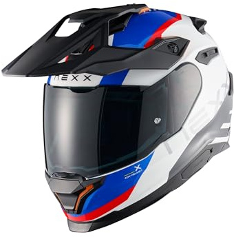 Nexx Y.Travl Quest Motorradhelm (Weiß/Blau/Rot), M (57)