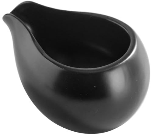 Tazza con schiumalatte, bricco for caffè, bricco for latte in ceramica for ristoranti, panna, sciroppo, erogatore di schiuma, tè pomeridiano, bar, utensili for macchina da caffè, bocca rotonda(Black)