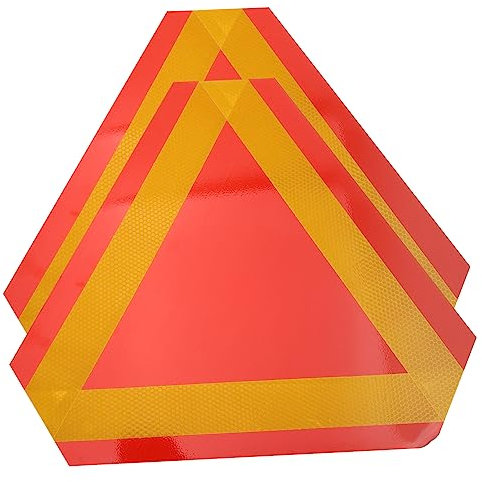 HOMOBABE 2 Panneaux Réfléchissants Triangulaires pour Véhicule Lent en Aluminium Rigide, Panneau de Sécurité Métal Haute Visibilité pour Voiture, Tracteur et Remorque, Usage Routier