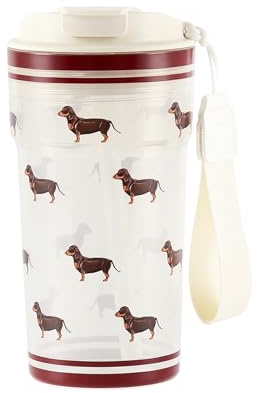 Cottea 17oz/500ml Gobelets à Café En Plastique Avec Couvercle, Gobelets Réutilisables En Tritan, Mug Isotherme, Gobelet Isothermes Avec Paille. (beaucoup de chiens)