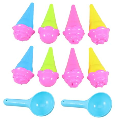 Yardwe Kids Ice Cream Cone-shaped Plastic Sand Toy with Scoop Versatile Play for Sensory Development Suitable for Backyard and Indoor Use
