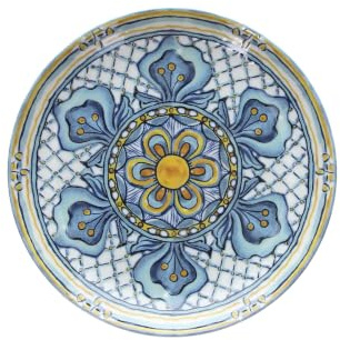 Tognana Az Positano, rotondo piano 28 cm, porcellana, giallo-blu, Made in Italy