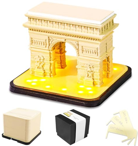 3D Kalender Abreißen 2026, 2026 Notizblock Kalender 3D mit Licht, 3D Tischkalender-Notizblock mit Glasklarem Anzeigebox, Papierskulptur Bastel DIY Tischdeco, Diy Desktop-Ornament