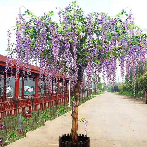 Künstlicher Glyzinien-Baum – Seidenblumen für Zuhause, Party & Hochzeitsdekoration – Innen- und Außenbereich (1,5 m Höhe)
