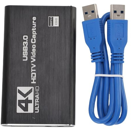 4K HDMI Video Capture Card, 1080P 60FPS, HDMI to USB 3.0 Capture Card, Low Latency, Supports Microphone Sound Input and Output, for Streaming Work, Streaming Online Meetings