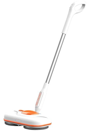 Trapeador eléctrico, mopa giratoria inalámbrica con faro LED, pulverizador de agua, hasta 60 minutos de tiempo de funcionamiento, potente limpiador de suelos y pulidor para suelos de madera dura y