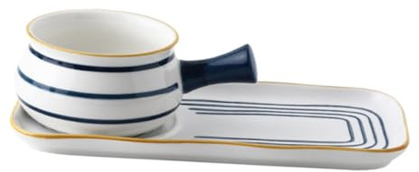 GALPADA Ceramic Milk Pan and Noodle Pot Set 650ml Hand-Painted Saucepan with Handle Soup Pan for Kitchen Cooking and Milk Heating