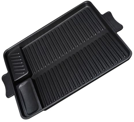 BCOATH Plaque de Cuisson Rectangulaire Antiadhésive en Alliage d'Aluminium Légère et Compacte Plat à Barbecue Polyvalent Compatible Réchauds à Gaz Portables pour Cuisson Steaks de Bœuf