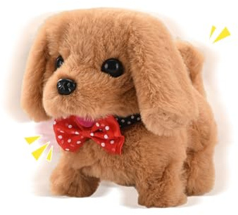 Mtbricey Walking Dog Toys for Kids Realistic Robot Puppy Walking Barking Wagging Tail Stuffed Interactive Dog Toy Plush Toys Gifts for Boys Girls Pet Lovers Educational Toys for Birthdays (Dog4)