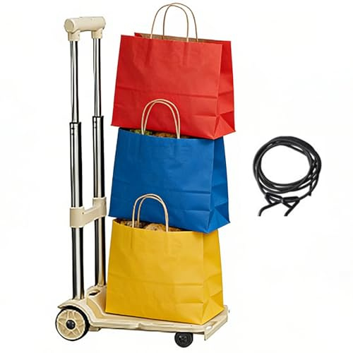 Handbil, 100 kg bärkraft bärbar rullvagn med hjul – vikbar och höjdjusterbar säckkärra, för resor, flygplats, shopping, mat, garage och