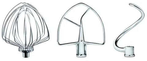 KitchenAid 3-Piece Stainless Steel Accessory Set for 5.6L, 6.6L & 6.9L Bowl-Lift Stand Mixers, Includes Flat Beater, Dough Hook & Wire Whisk, Dishwasher-Safe