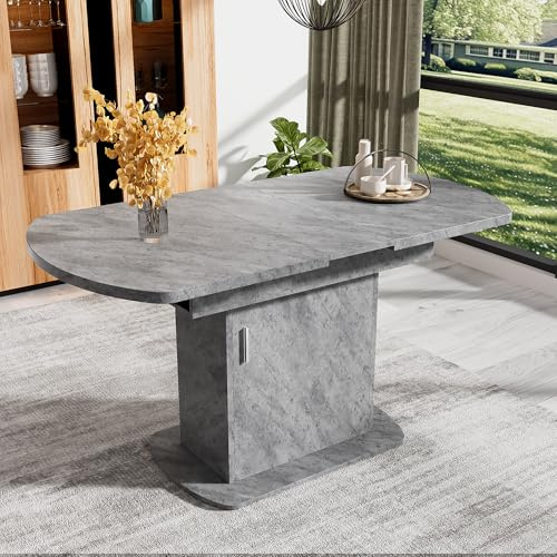 ECLIVON Esstisch Küchentisch Ovaler für 4-6 Personen, 110-130x70 cm, Grau