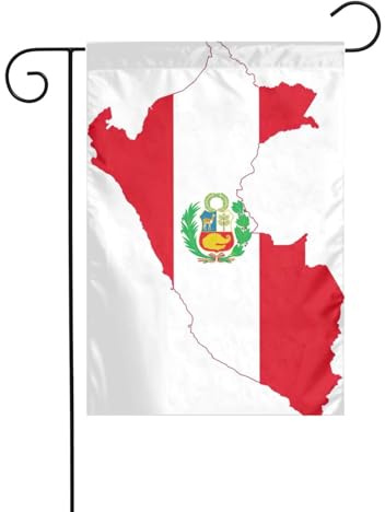 Bandera de Perú con impresión de mapa de Navidad para exteriores, resistente a la decoloración, invierno, césped, porche, patio, decoración al aire libre