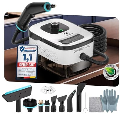 14-IN-1 Dampfreiniger Handgerät【99,99% Keimreduktion-Führende Deutsche SPJ Technik】【9-Sekunden Turbo-Dampf-Intelligent Turbo Steam System】Dampfreiniger für Alles,Dampfbesen für Boden, Küche etc.