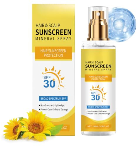 Scalp & Hair Sunscreen Spray SPF 30, 100ML Non-Greasy Hair Sun Protection Spray to Prevent Color Fade & Dryness, Lightweight Scalp Sunscreen for Hiking, Beach, Running