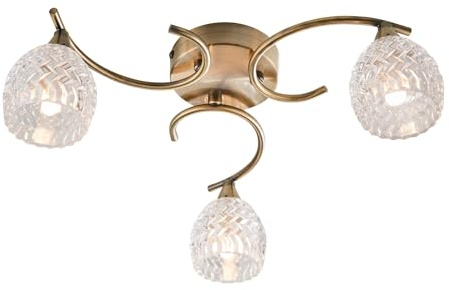 3 Light Semi Flush Light Finish: Antique Brass