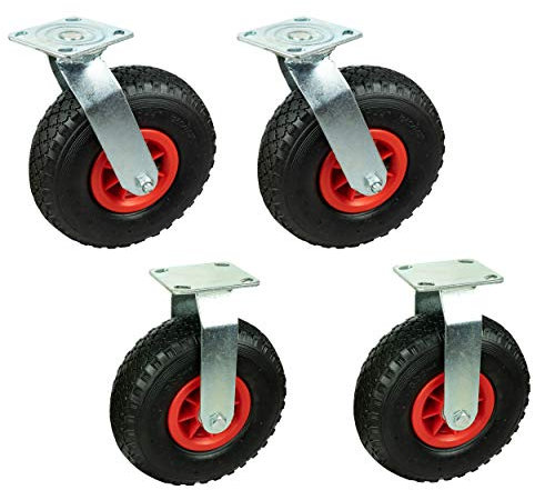 HRB Transportrollen 4 X 260 mm traglast 130 kg 2 X Lenkrrollen 2x Bockrollen mit Halter Räder