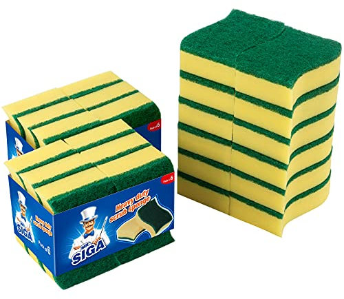MR.SIGA Heavy Duty Scrub Sponge - Pack of 24, Size:11 x 7 x 3cm
