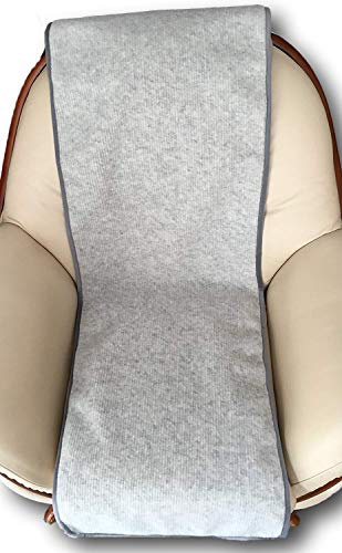 Sesselschoner in Wellenoptik silber 50x200 cm, Überwurf, 100%Merino Wolle