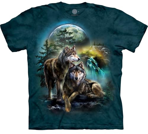 The Mountain Wolf Lookout T-Shirts pour Homme – T-Shirt Graphique, Chemise Loup Hurlant, imprimé Loups de la Nature, t-Shirt Cool de la Faune, Vert, Taille S