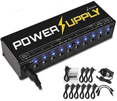 Donner Power Supply, Guitar Pedal Power Supply 10 Isolated DC Output for 9V/12V/18V Effect Pedals (DP-1)