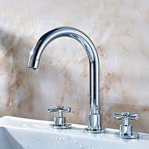 Rubinetto Del Lavandino Del Bagno 3 Fori Con Due Maniglie Supporto Per Ponte Miscelatore Per Lavabo Freddo E Caldo Rubinetto Per Lavabo Cromo Lucido